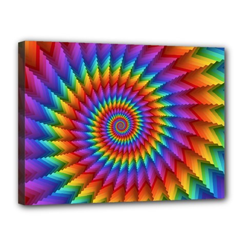 Psychedelic Rainbow Spiral Canvas 16  x 12  (Stretched) from ArtsNow.com