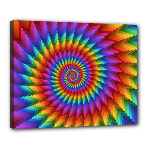 Psychedelic Rainbow Spiral Canvas 20  x 16  (Stretched) from ArtsNow.com