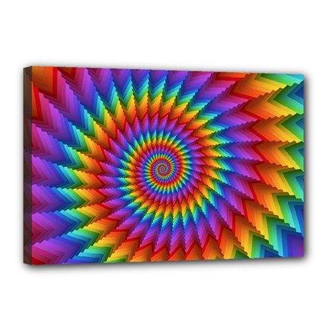 Psychedelic Rainbow Spiral Canvas 18  x 12  (Stretched) from ArtsNow.com