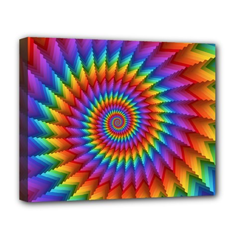 Psychedelic Rainbow Spiral Deluxe Canvas 20  x 16  (Stretched) from ArtsNow.com