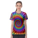 Psychedelic Rainbow Spiral Women s Sport Mesh Tee