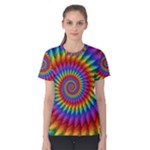 Psychedelic Rainbow Spiral Women s Cotton Tee