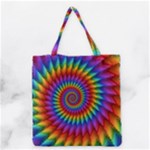 Psychedelic Rainbow Spiral Grocery Tote Bag