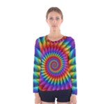 Psychedelic Rainbow Spiral Women s Long Sleeve Tee