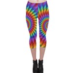 Psychedelic Rainbow Spiral Capri Leggings 