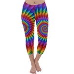 Psychedelic Rainbow Spiral Capri Winter Leggings 