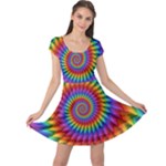 Psychedelic Rainbow Spiral Cap Sleeve Dress