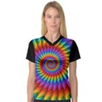 Psychedelic Rainbow Spiral Women s V-Neck Sport Mesh Tee