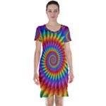 Psychedelic Rainbow Spiral Short Sleeve Nightdress