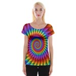 Psychedelic Rainbow Spiral Women s Cap Sleeve Top