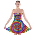 Psychedelic Rainbow Spiral Strapless Bra Top Dress