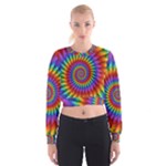 Psychedelic Rainbow Spiral Women s Cropped Sweatshirt