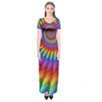 Psychedelic Rainbow Spiral Short Sleeve Maxi Dress