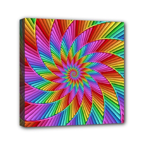 Psychedelic Rainbow Spiral Mini Canvas 6  x 6  (Stretched) from ArtsNow.com