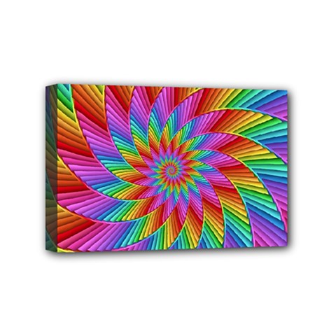 Psychedelic Rainbow Spiral Mini Canvas 6  x 4  (Stretched) from ArtsNow.com