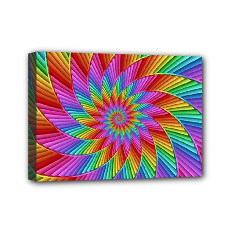 Psychedelic Rainbow Spiral Mini Canvas 7  x 5  (Stretched) from ArtsNow.com