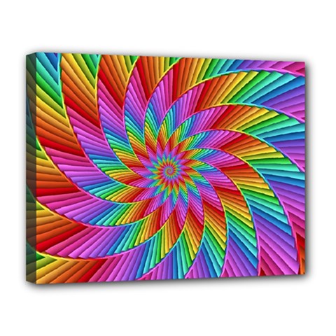 Psychedelic Rainbow Spiral Canvas 14  x 11  (Stretched) from ArtsNow.com