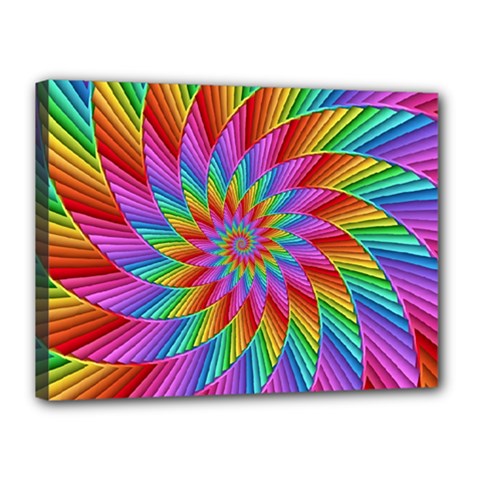 Psychedelic Rainbow Spiral Canvas 16  x 12  (Stretched) from ArtsNow.com