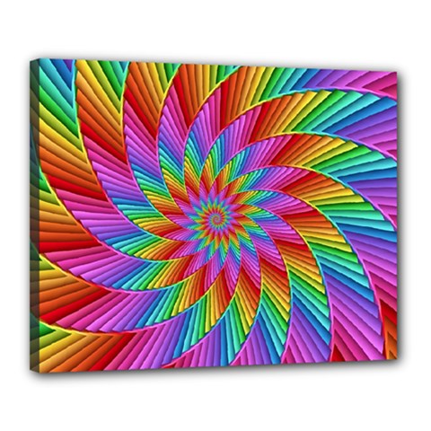 Psychedelic Rainbow Spiral Canvas 20  x 16  (Stretched) from ArtsNow.com