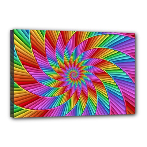 Psychedelic Rainbow Spiral Canvas 18  x 12  (Stretched) from ArtsNow.com