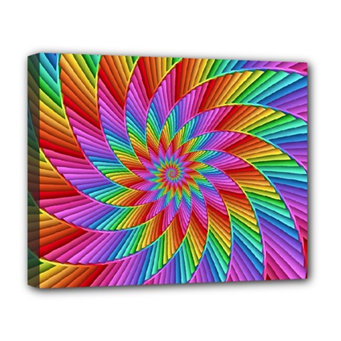 Psychedelic Rainbow Spiral Deluxe Canvas 20  x 16  (Stretched) from ArtsNow.com