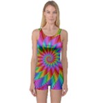 Psychedelic Rainbow Spiral One Piece Boyleg Swimsuit