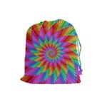 Psychedelic Rainbow Spiral Drawstring Pouch (Large)