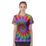 Psychedelic Rainbow Spiral Women s Sport Mesh Tee