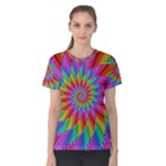 Psychedelic Rainbow Spiral Women s Cotton Tee