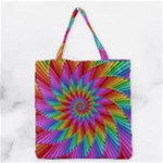 Psychedelic Rainbow Spiral Grocery Tote Bag