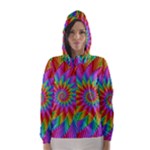 Psychedelic Rainbow Spiral Hooded Wind Breaker (Women)