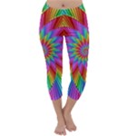 Psychedelic Rainbow Spiral Capri Winter Leggings 