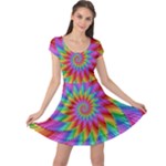 Psychedelic Rainbow Spiral Cap Sleeve Dress