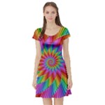 Psychedelic Rainbow Spiral Short Sleeve Skater Dress