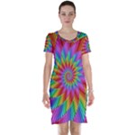 Psychedelic Rainbow Spiral Short Sleeve Nightdress