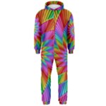 Psychedelic Rainbow Spiral Hooded Jumpsuit (Men)