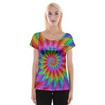 Psychedelic Rainbow Spiral Women s Cap Sleeve Top