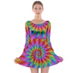 Psychedelic Rainbow Spiral  Long Sleeve Skater Dress