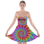 Psychedelic Rainbow Spiral Strapless Bra Top Dress