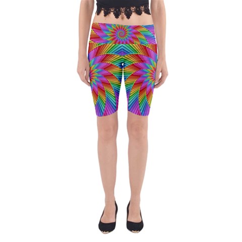 Psychedelic Rainbow Spiral Yoga Cropped Leggings from ArtsNow.com