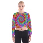 Psychedelic Rainbow Spiral Women s Cropped Sweatshirt