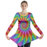 Psychedelic Rainbow Spiral Long Sleeve Tunic 