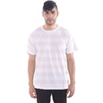 Horizontal Stripes - White and Seashell Men s Sport Mesh Tee