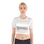 Horizontal Stripes - White and Seashell Cotton Crop Top