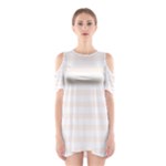 Horizontal Stripes - White and Seashell Women s Cutout Shoulder Dress