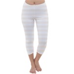 Horizontal Stripes - White and Seashell Capri Winter Leggings