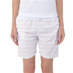 Horizontal Stripes - White and Seashell Women s Basketball Shorts