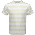 Horizontal Stripes - White and Beige Men s Cotton Tee