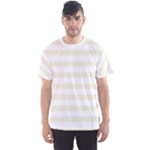 Horizontal Stripes - White and Beige Men s Sport Mesh Tee