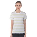 Horizontal Stripes - White and Beige Women s Cotton Tee